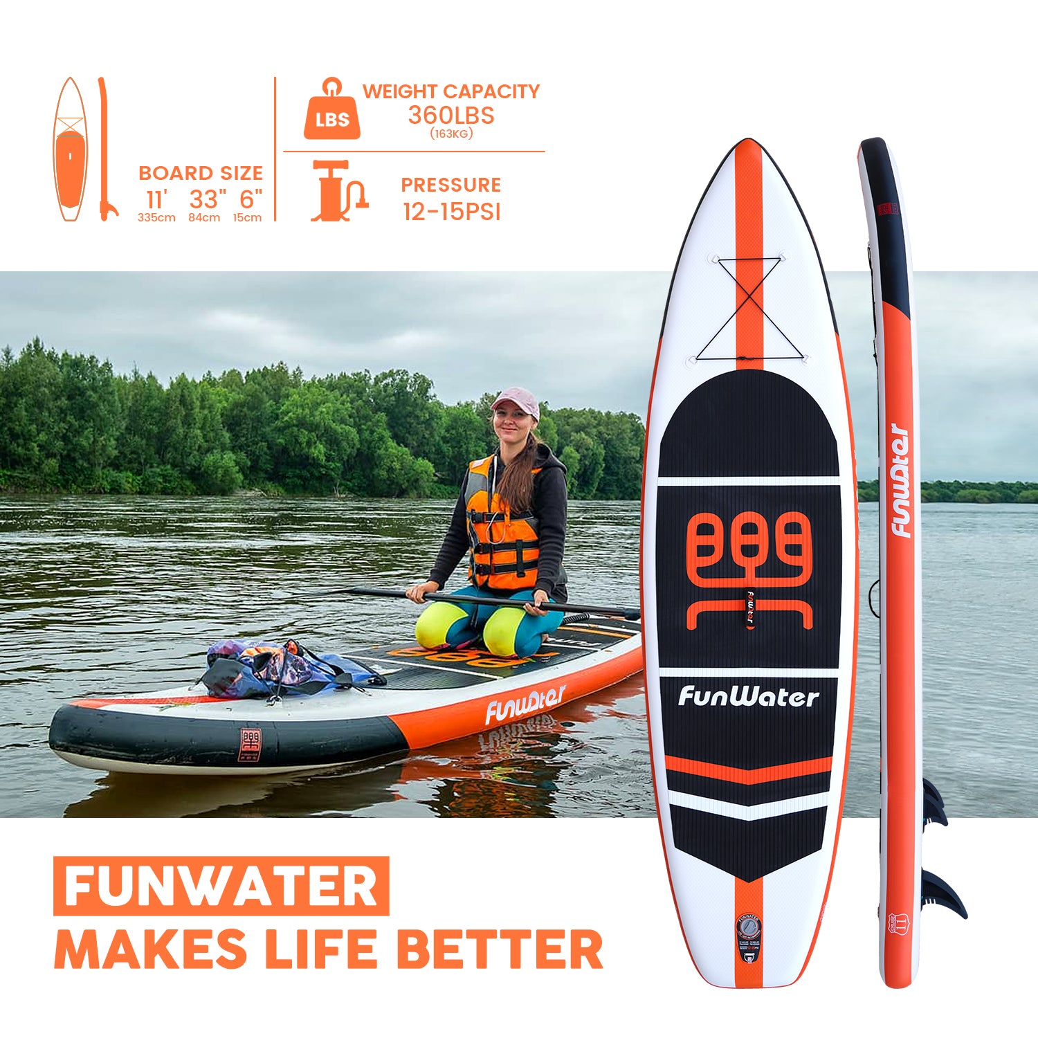 Stand Up Inflatable Paddle Board is 11'*33"*6"