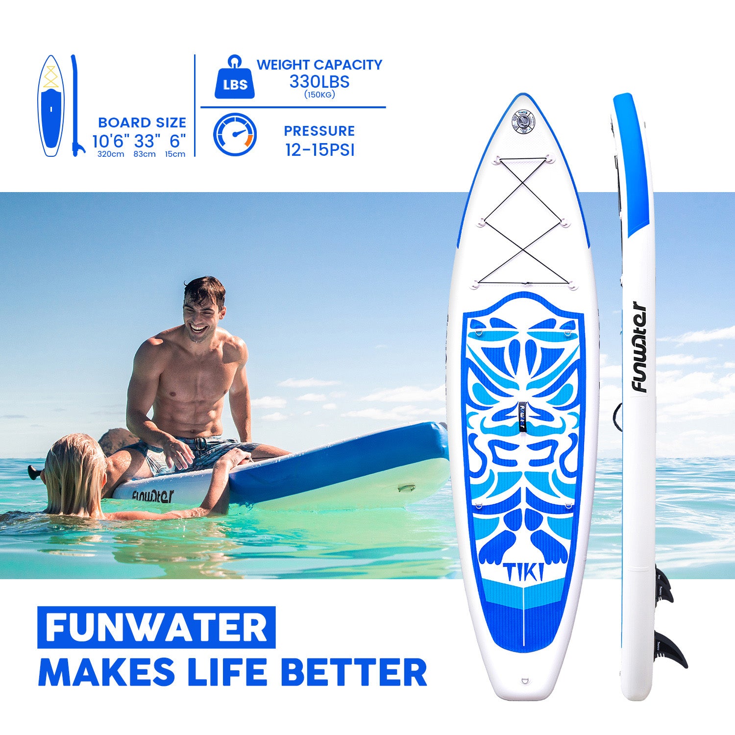 FUNWATER TIKI inflatable paddle board length 11'6