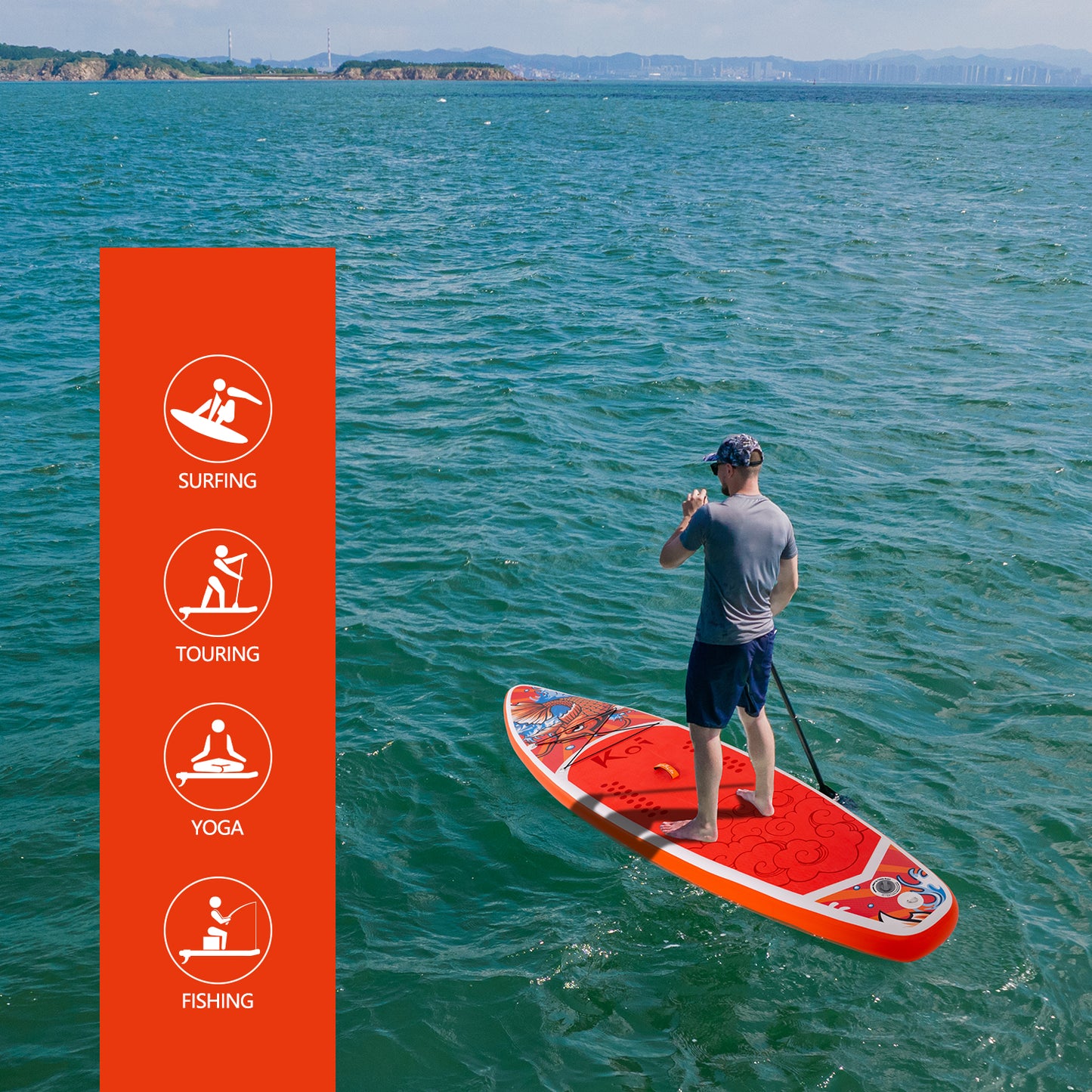 Funwater SUP koi is suitable for surfing, touring, yoga and fishing, it is a all-around paddle board