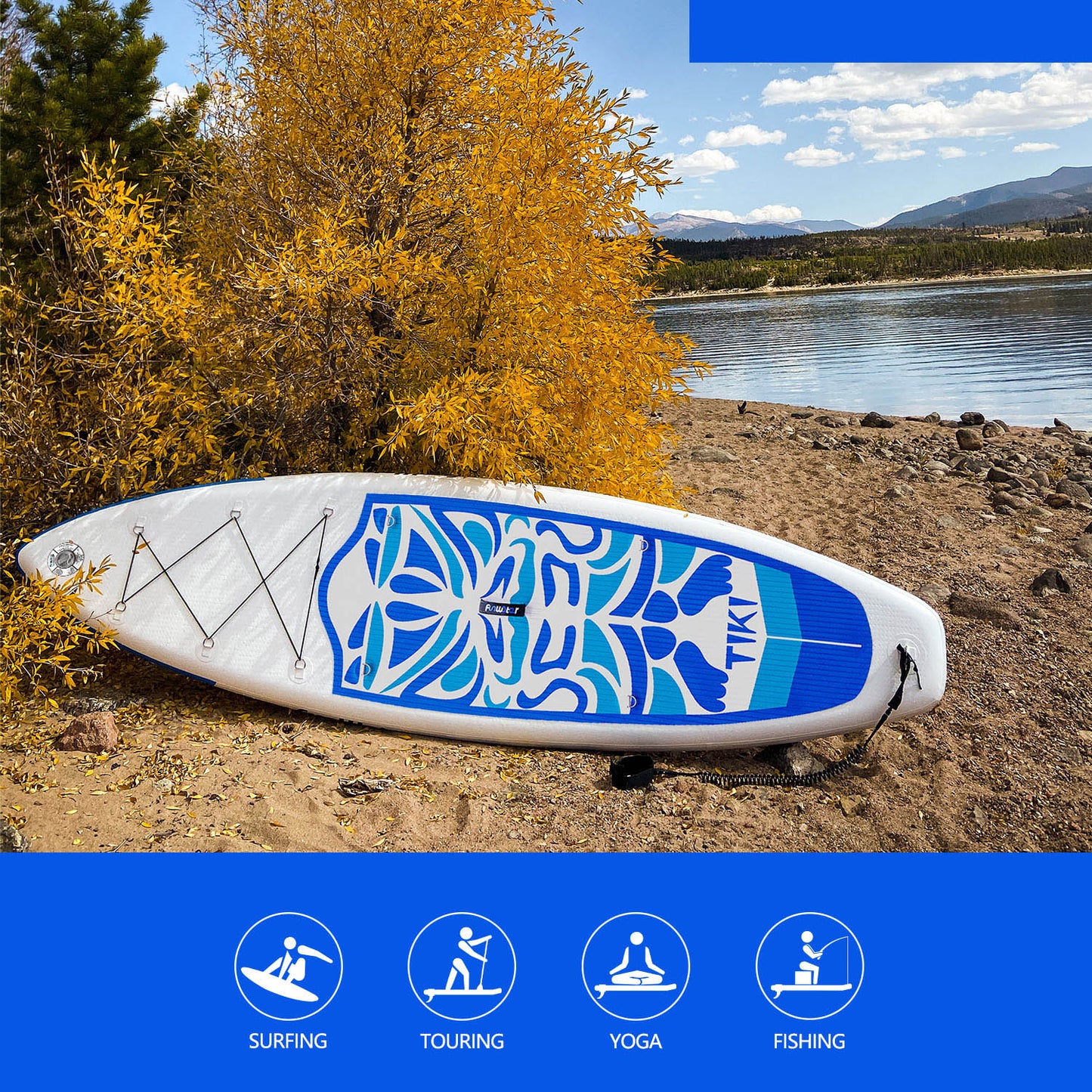 Tiki Stand Up Paddle Board is suitable for surfing, touring, yoga and fishing
